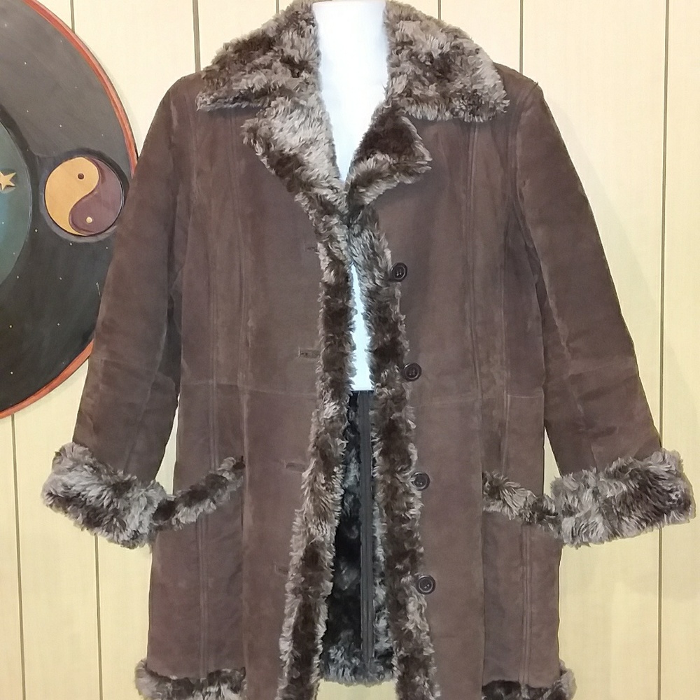 Vintage Hudson place suede and faux shearling coat